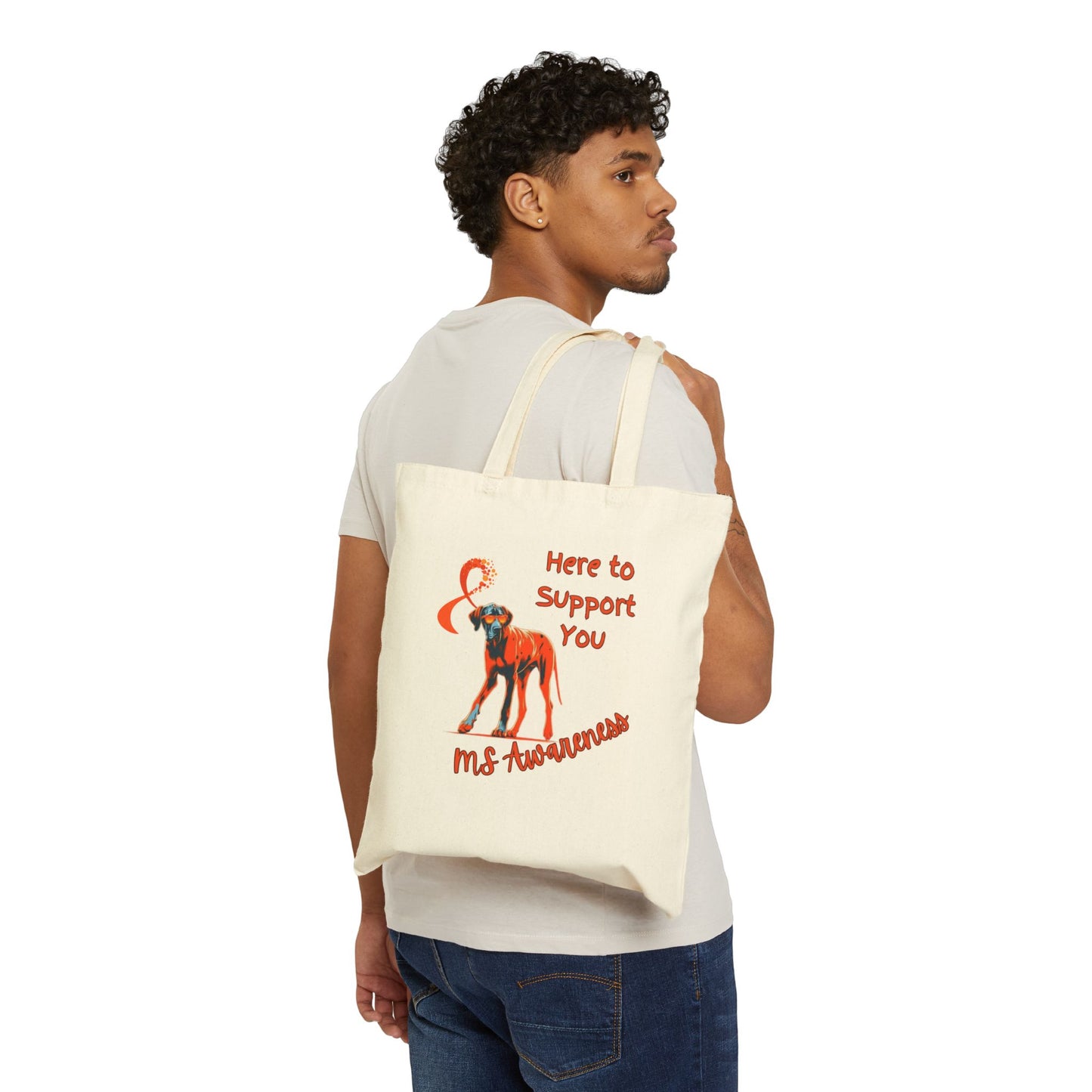 MS Awareness Great Dane Here to support you Cotton Canvas Tote Bag