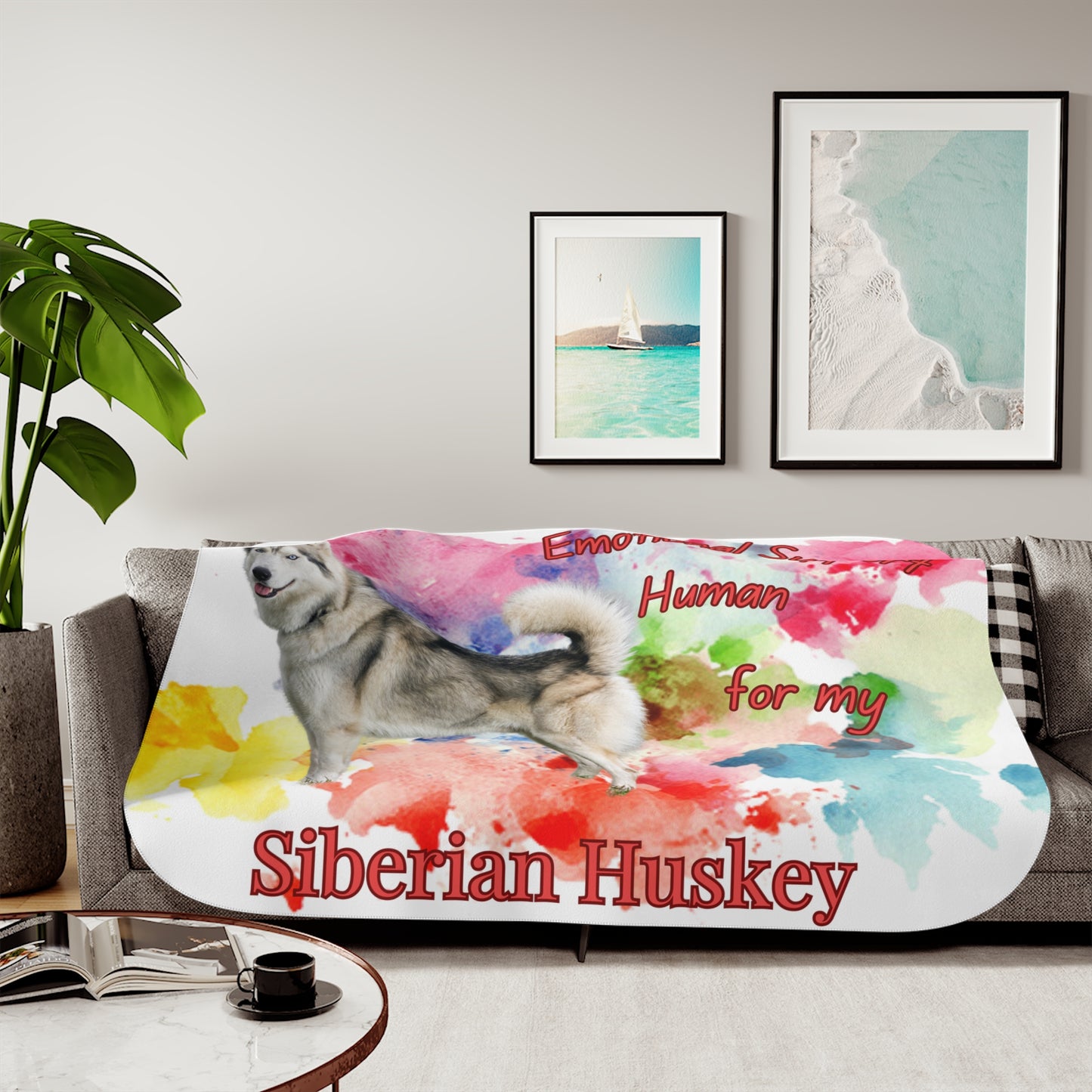Siberian Husky Emotional Support Sherpa Blanket - Cozy Comfort in Two Colors