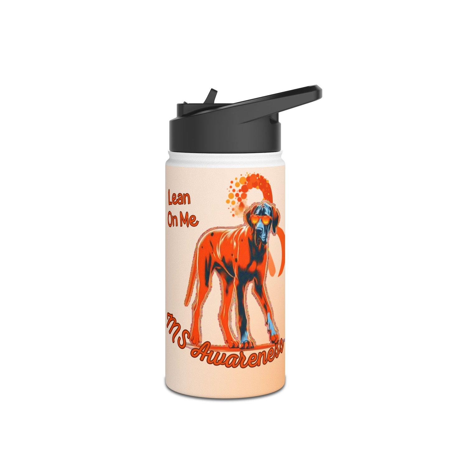 Great Dane "Lean on Me" MS Awareness Stainless Steel Water Bottle