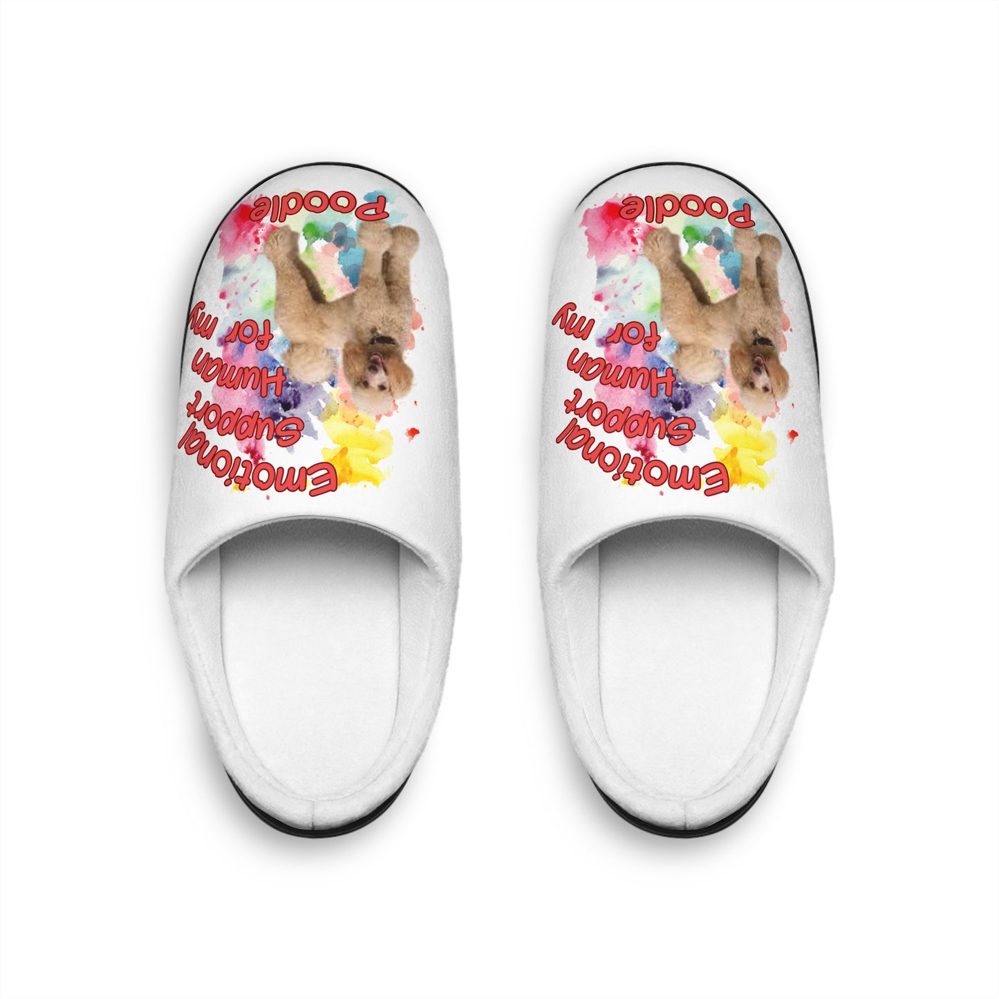 Emotional Support Human Women's Indoor Slippers - Standard Poodle Design