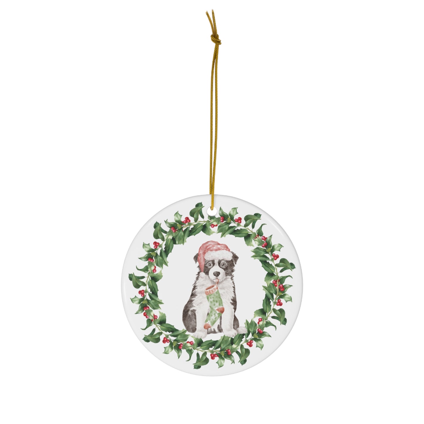 Border Collie Christmas Ornament Ceramic Round Ornament Christmas decor