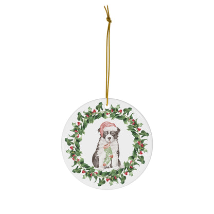 Border Collie Christmas Ornament Ceramic Round Ornament Christmas decor
