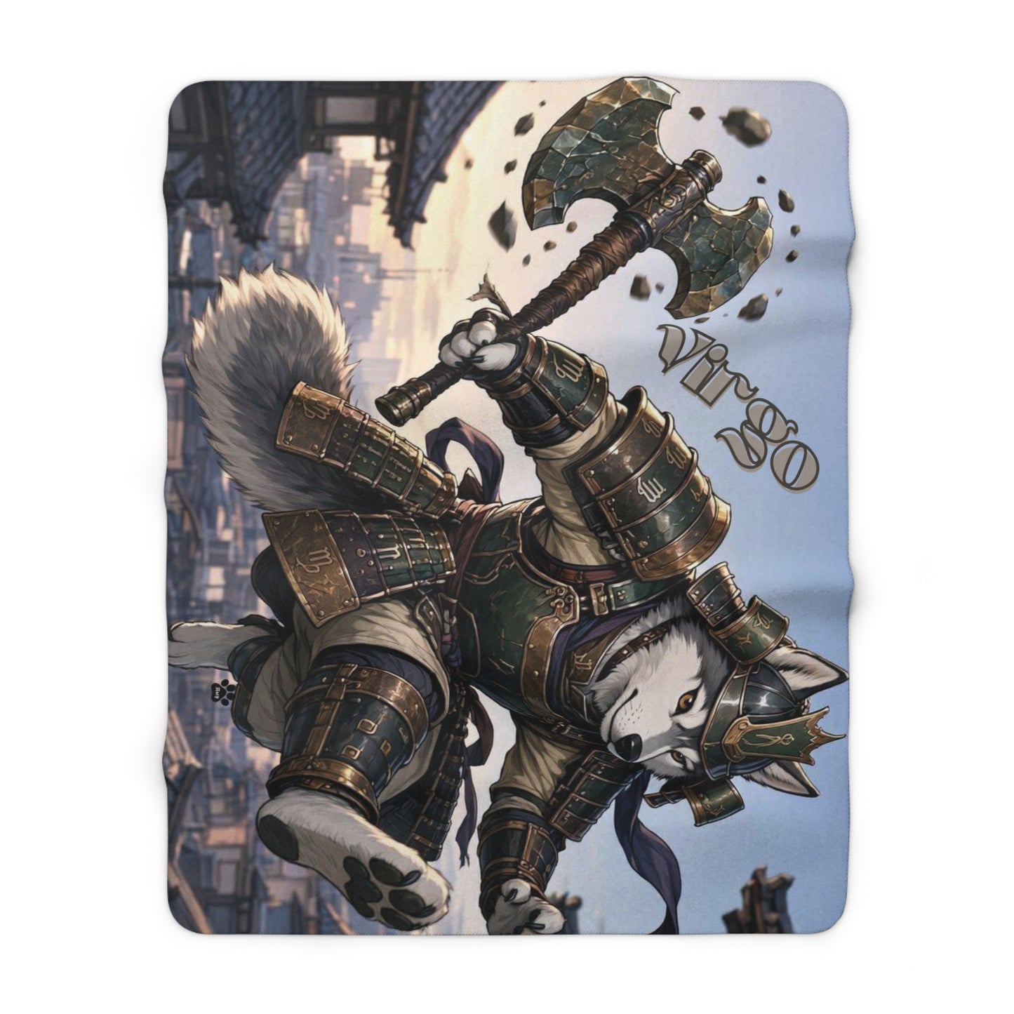 Virgo Siberian Husky Warrior Sherpa Blanket