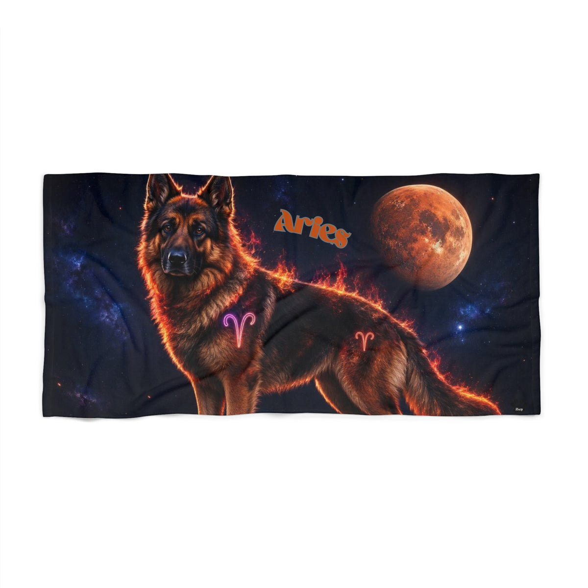 Aries German Shepherd Celestial Beach Towel