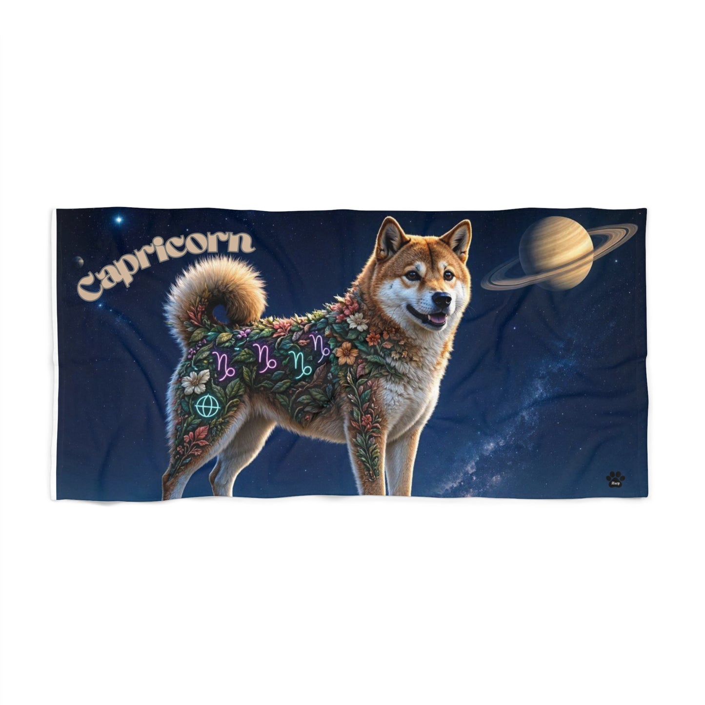 Capricorn Shiba Inu Beach Towel