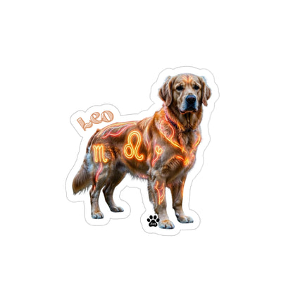 Golden Retriever Leo Zodiac Die-Cut Vinyl Sticker - Celestial Astrology Decal