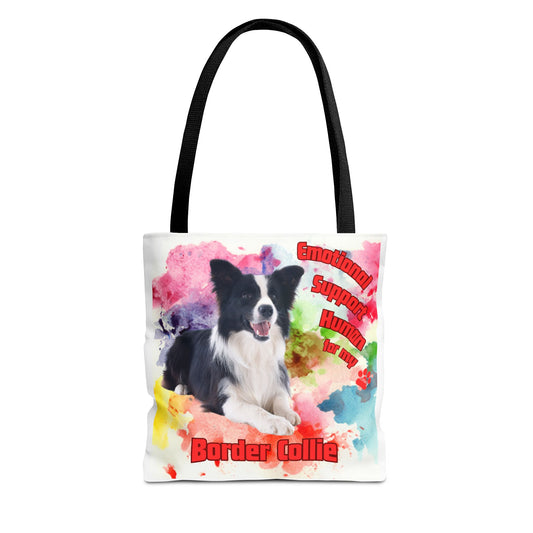 Border Collie Support Tote Bag, Dog Lover Gift, Emotional Support Tote, Pet Owner Accessory, Watercolor Design