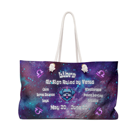 Celestial Zodiac Libra as Shih Tzu Weekender Bag - Dog Breed Zodiac