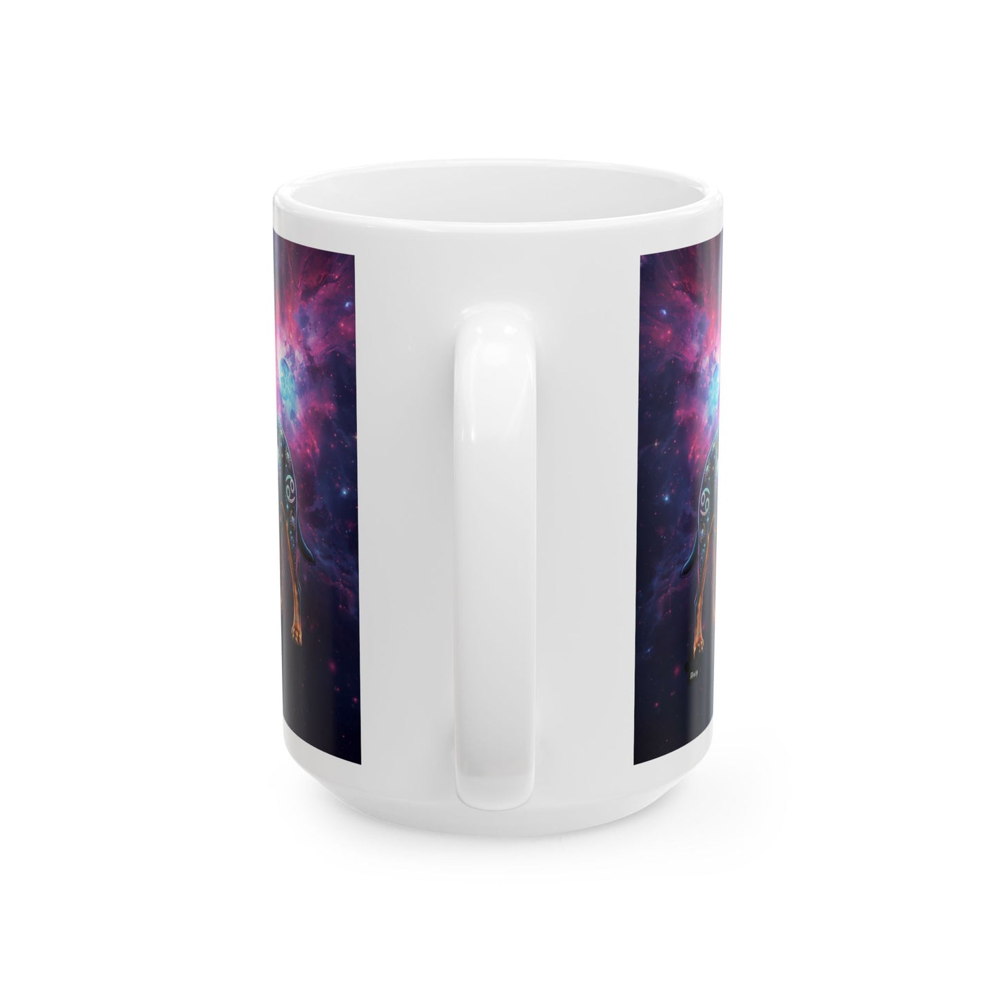 Cancer Zodiac Rottweiler Ceramic Coffee Mug – Celestial Galaxy Dog Art Gift