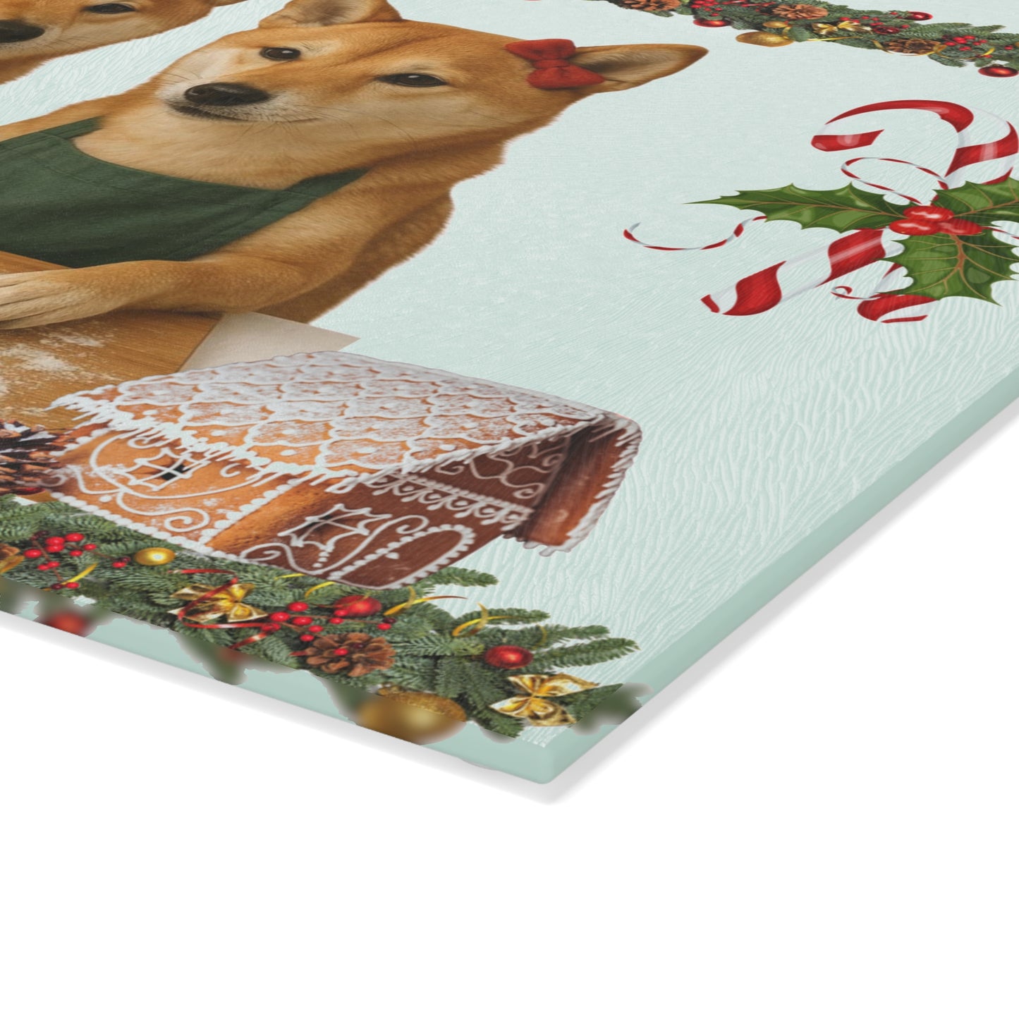 Shiba Inu Christmas Cookie Bakers Glass Cutting Board