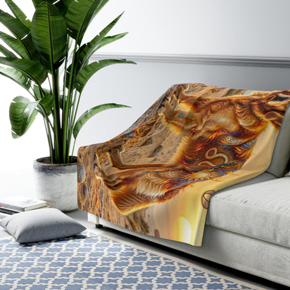 Leo Elemental Golden Retriever Sherpa Blanket | Fire Zodiac Dog Fleece Throw | Warm Cozy Dog Lover Gift | Astrology Bed & Couch Throw