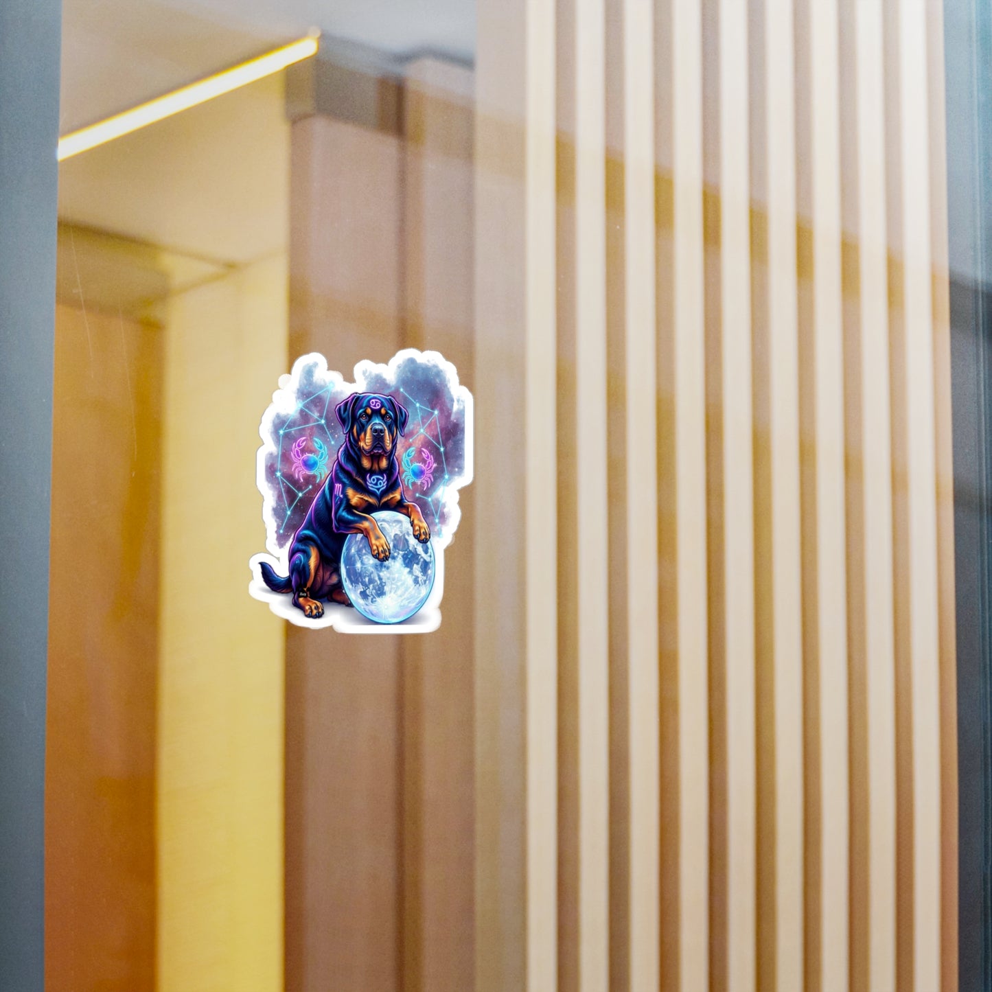 Celestial Rottweiler Kiss-Cut Vinyl Sticker – Cosmic Zodiac Dog Decal