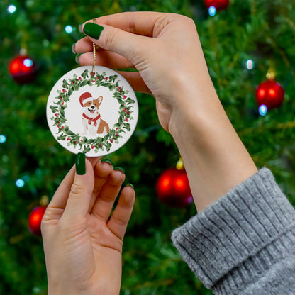 Corgi Christmas Ornament Ceramic Round Ornament Christmas decor