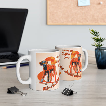 Great Dane MS Awareness Ceramic Mug - "Here to Support You" Mobility Service Dog Coffee Cup
