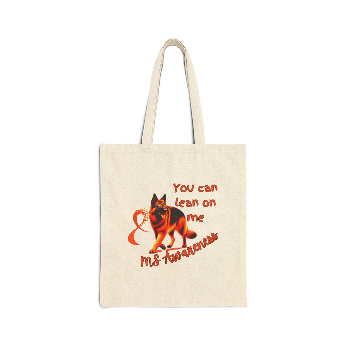 MS Awareness German Shepherd Lean on me Cotton Canvas Tote Bag
