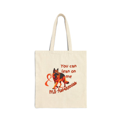MS Awareness German Shepherd Lean on me Cotton Canvas Tote Bag