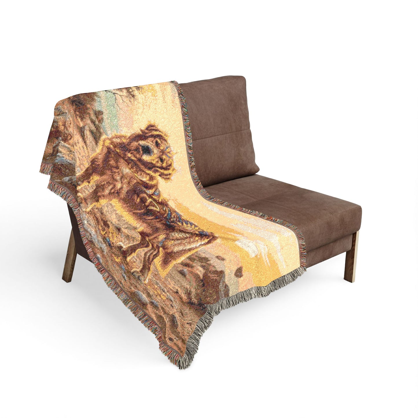 Leo Zodiac Golden Retriever Woven Blanket | Fire Sign Tapestry Throw with Fringe | Boho Astrological Dog Lover Gift | Couch & Wall Decor