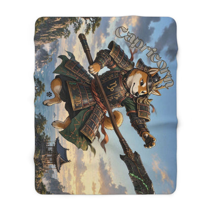 Capricorn Shiba Inu Warrior Sherpa Blanket