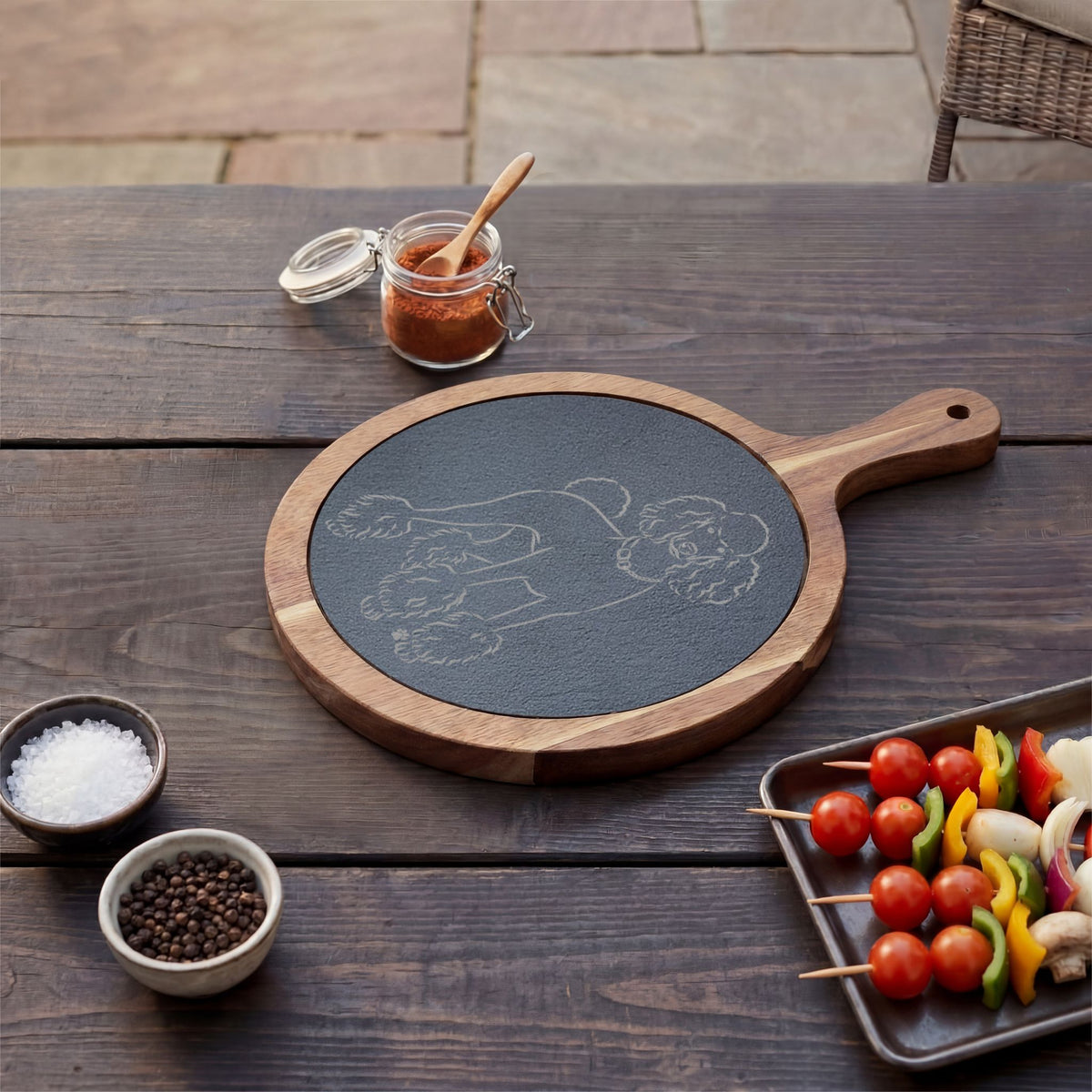 Standard Poodle Engraved Charcuterie Board, Dog Lover Cheese Board & Serving Platter