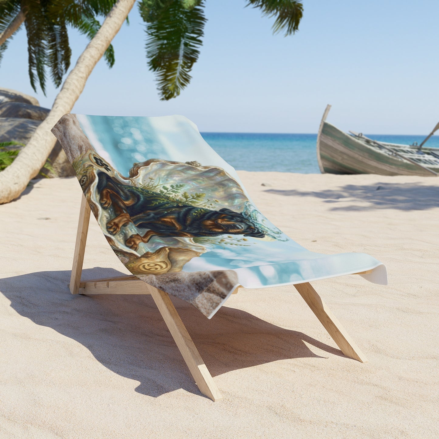 Luxury Cancer Zodiac Rottweiler Beach Towel - Premium Ocean Water Element Astrology Towel