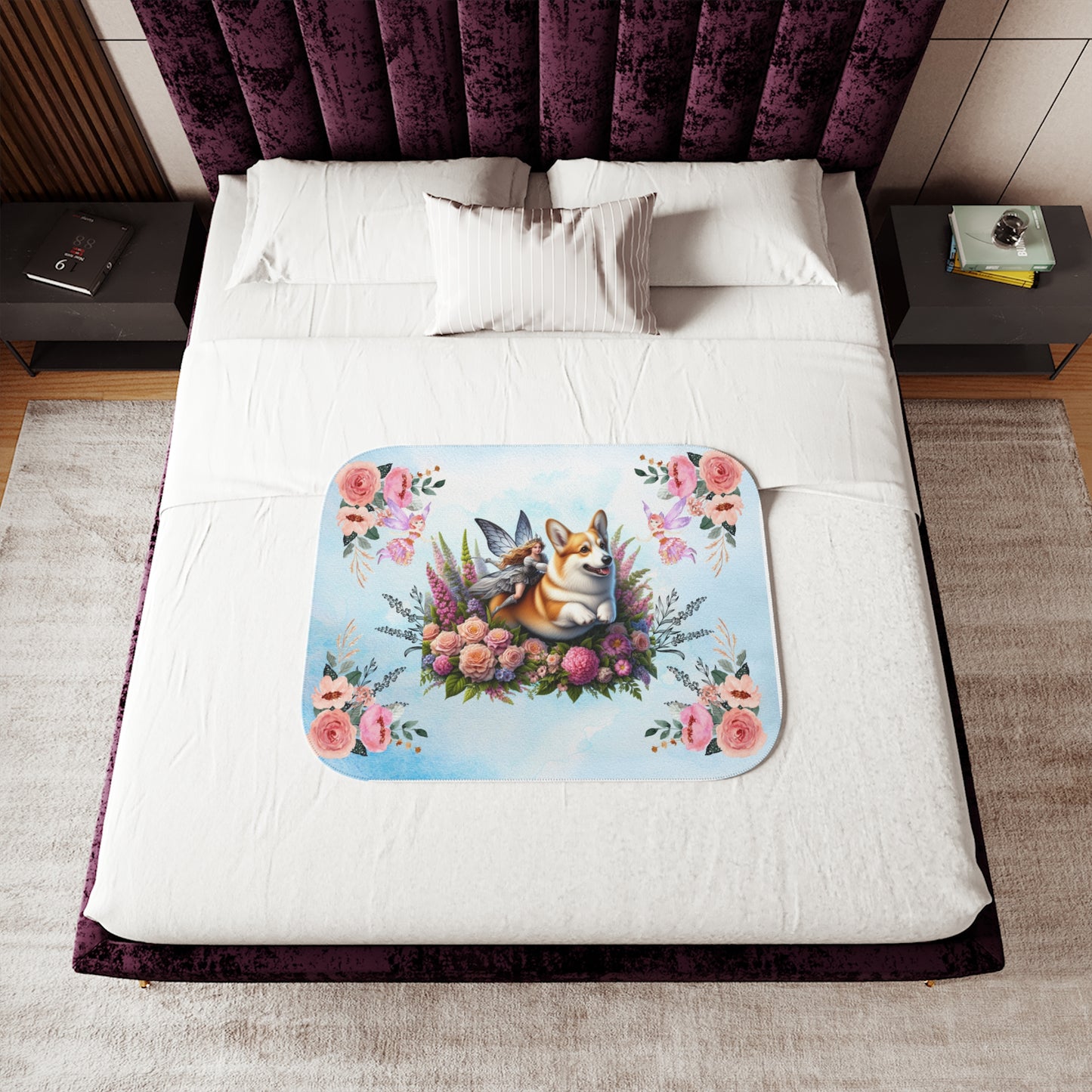 Corgi Fairytale Sherpa Blanket, Two Colors