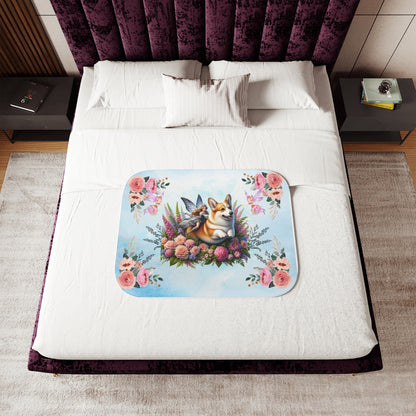 Corgi Fairytale Sherpa Blanket, Two Colors