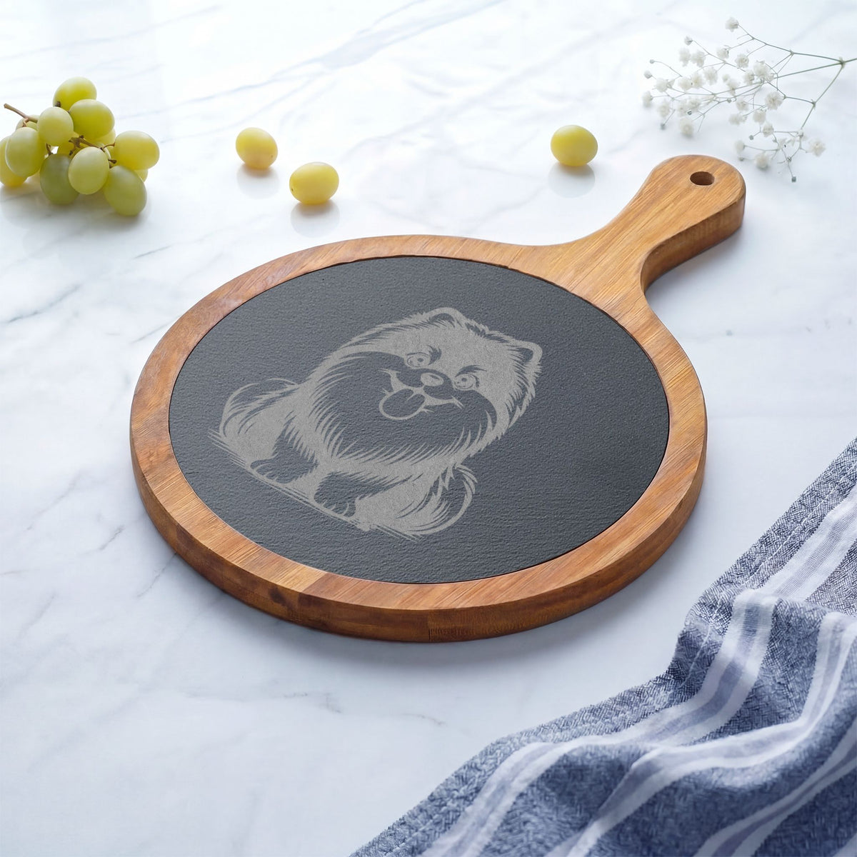 Pomsky Engraved Charcuterie Board, Dog Lover Cheese Board & Serving Platter