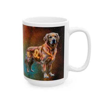 Golden Retriever Leo Zodiac Ceramic Mug - Celestial Astrology Coffee Cup