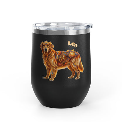 Leo Elements Collection Golden Retriever 12oz Stainless Steel Wine Tumbler
