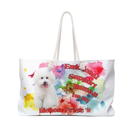 Emotional Support Human for my bichon Frise Weekender Bag with rope handles