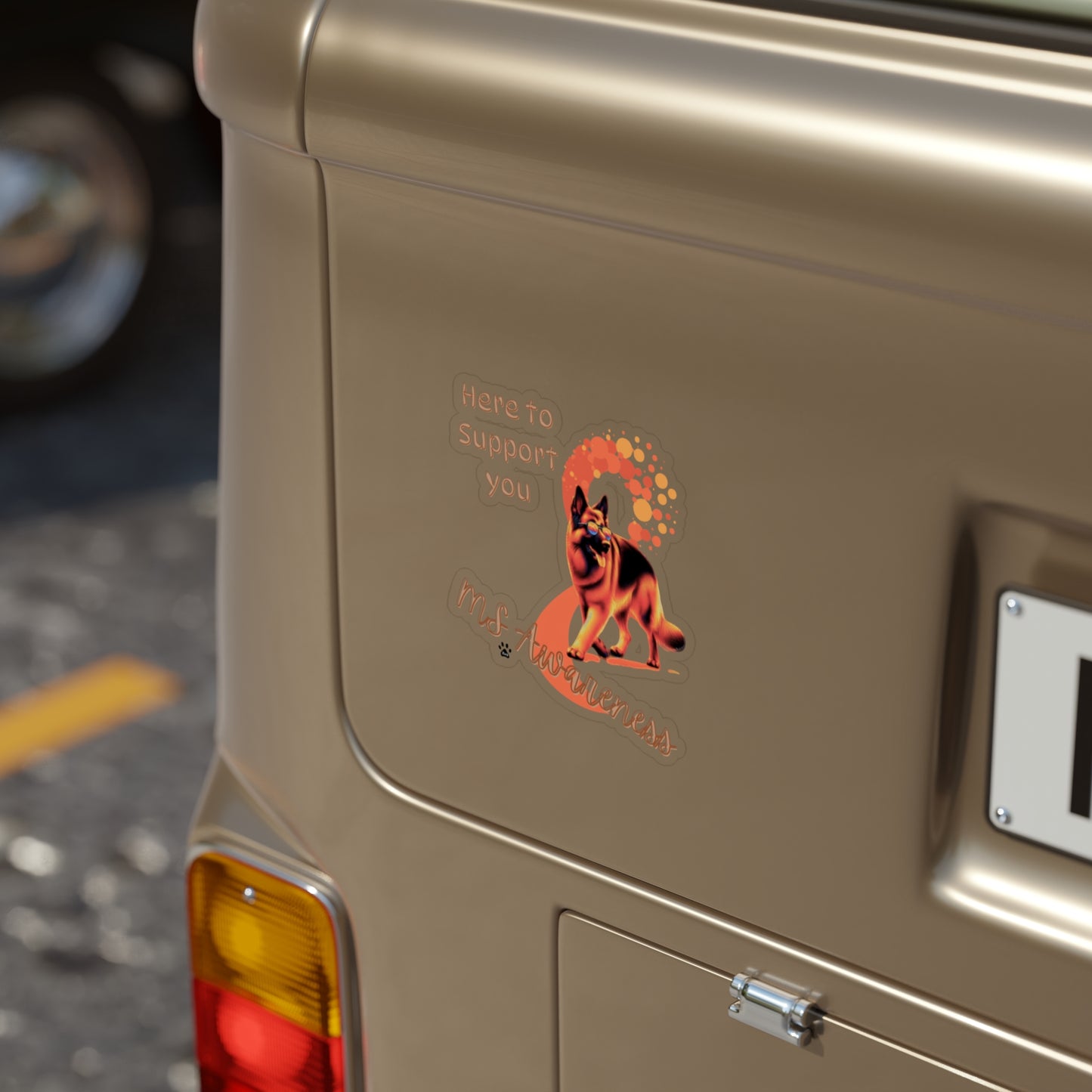 German Shepherd "Here to Support You" MS Awareness Sticker
