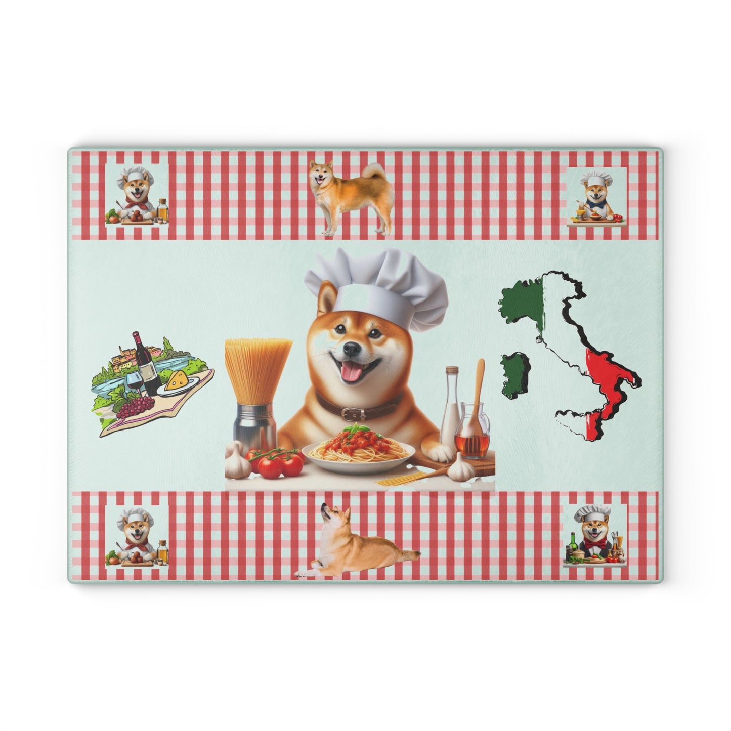 Shiba Inu Chef Glass Cutting Board, Dog Lover Gift, Kitchen Decor, Cooking Accessory, Unique Kitchen Gadgets