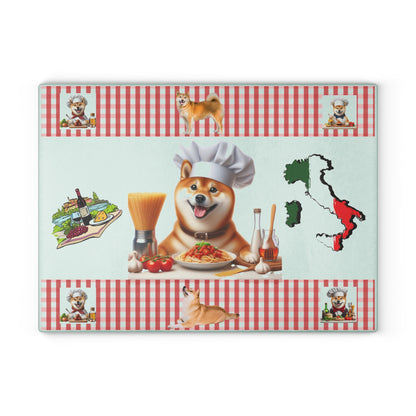 Shiba Inu Chef Glass Cutting Board, Dog Lover Gift, Kitchen Decor, Cooking Accessory, Unique Kitchen Gadgets