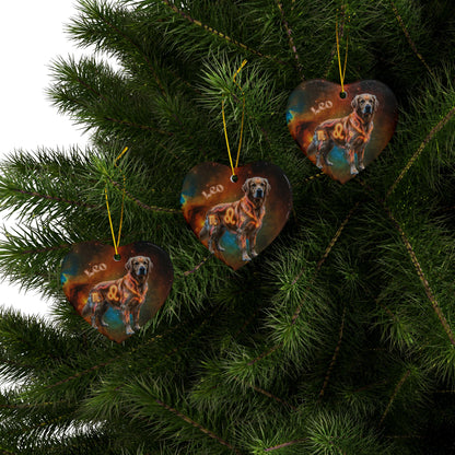 Golden Retriever Leo Zodiac Ceramic Ornament - Celestial Astrology Keepsake