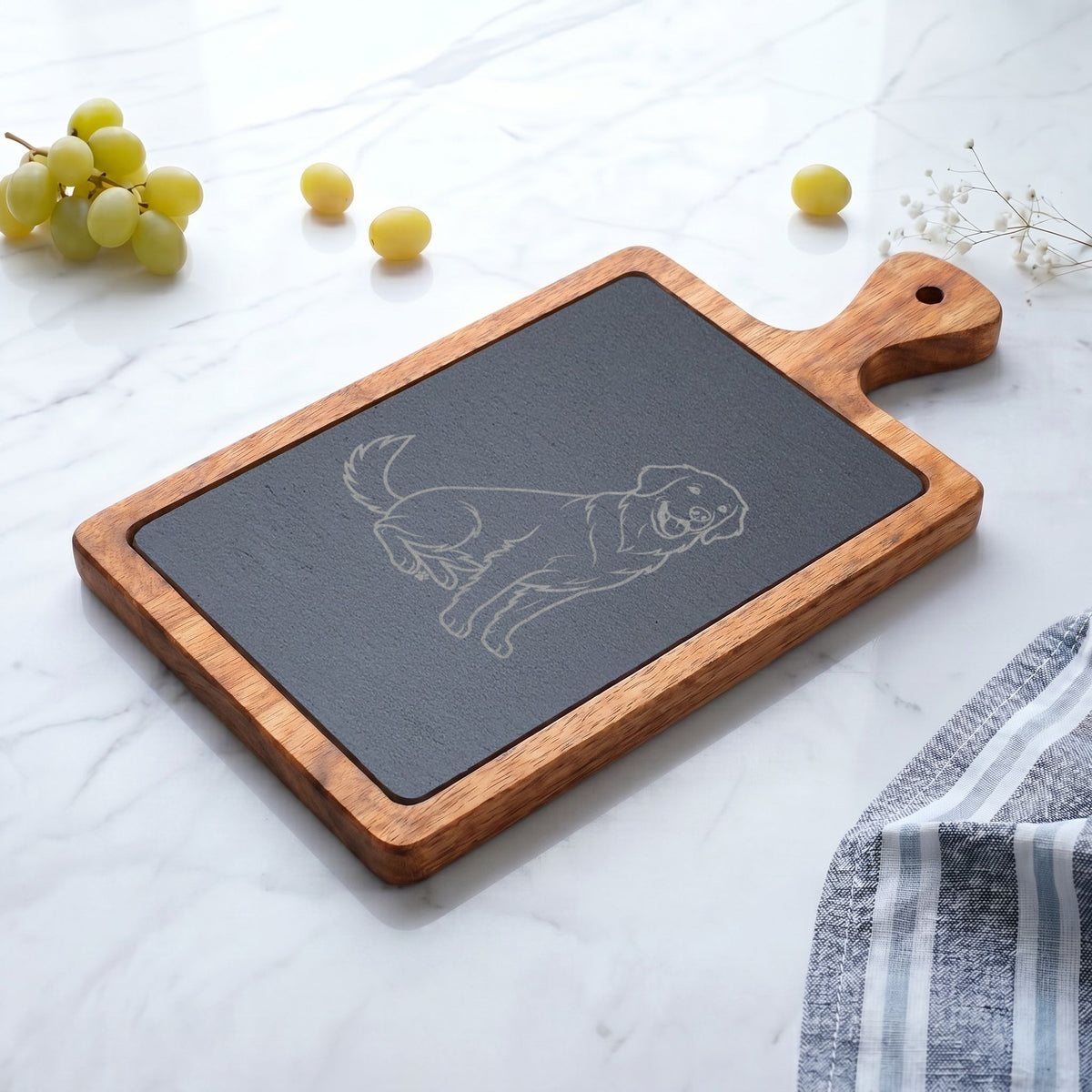 Golden Retriever Engraved Charcuterie Board, Dog Lover Cheese Board & Serving Platter