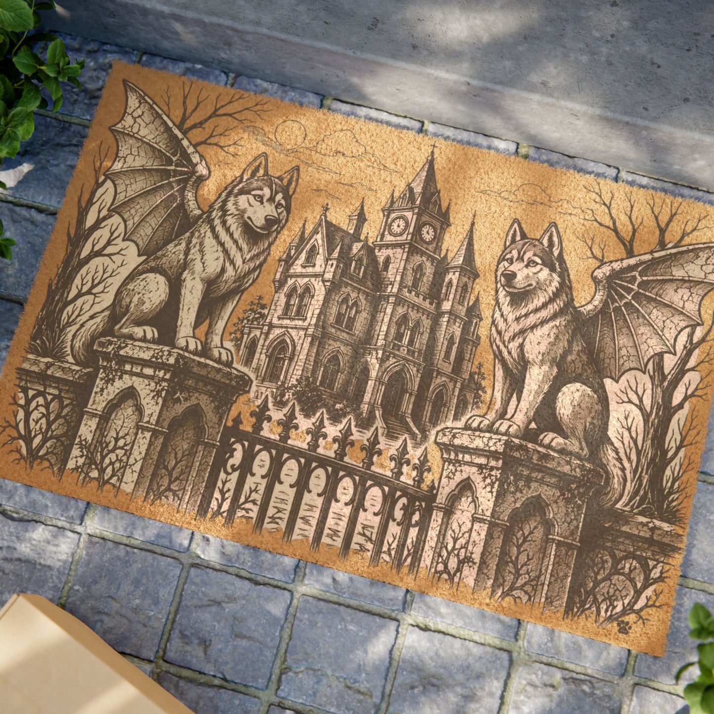 Siberian Husky Gargoyle Angel Gothic Protector Welcome Mat