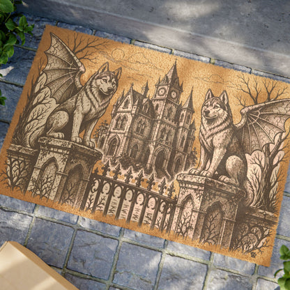 Siberian Husky Gargoyle Angel Gothic Protector Welcome Mat