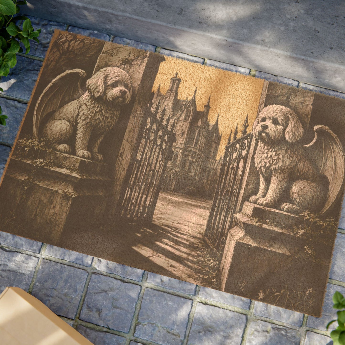 Bichon Frise Gargoyle Angel Gothic Protector Welcome Mat