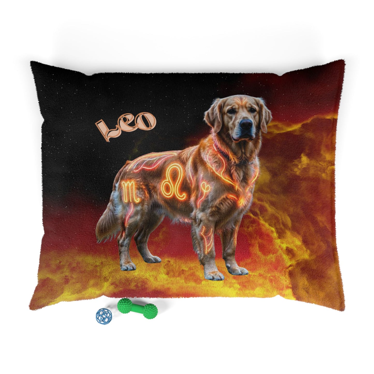 Leo Zodiac Dog Bed – Fiery Golden Retriever Celestial Pet Cushion & Astrology Dog Bed