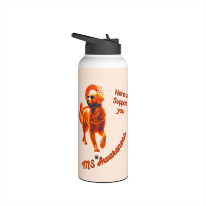 Golden Retriever "Lean on Me" MS Awareness Stainless Steel Water Bottle