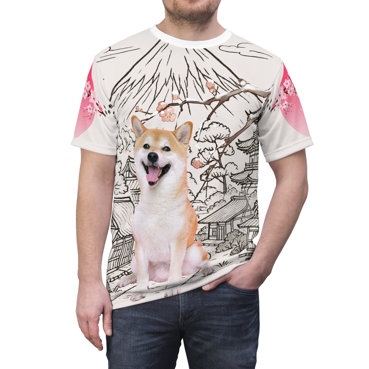Shiba Inu Cherry Blossom  Unisex Tee