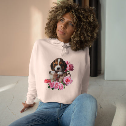 Too Cute Beagle Teacup Puppy Cropped Hoodie