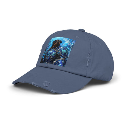 Cancer Zodiac Rottweiler Distressed Cap – Mythic Neptune Knight Abyssal Dog Art Baseball Hat