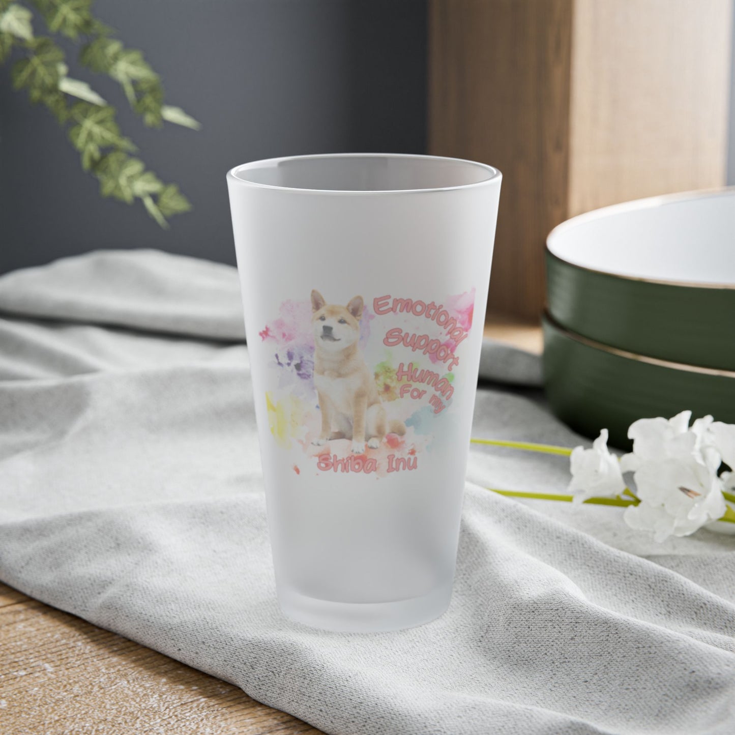 Emotional Support Human for my Shiba Inu Frosted Pint Glass