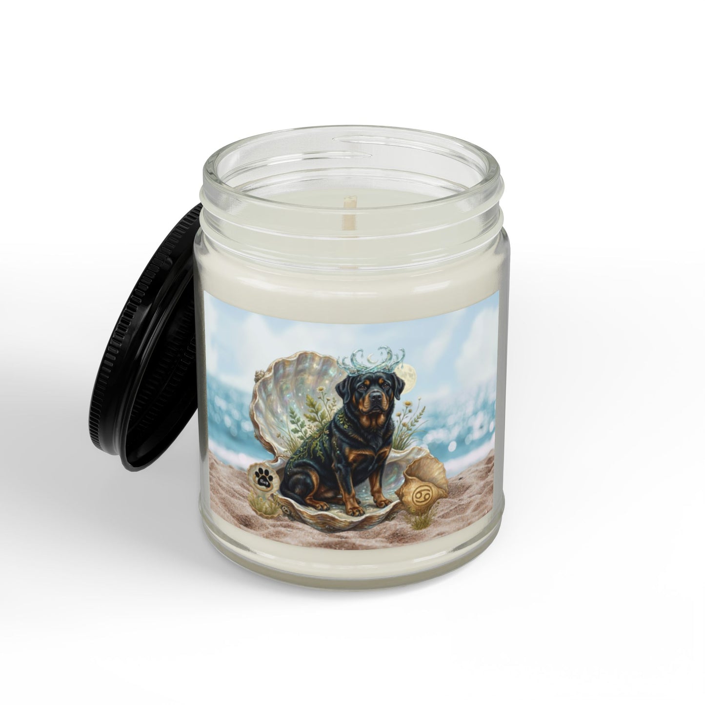 Cancer Zodiac Rottweiler Elements Text-Free Luxury Scented Soy Candle