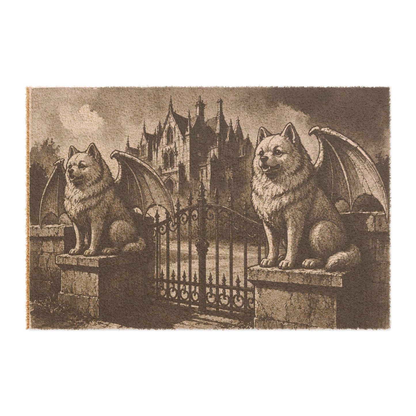 Pomeranian Gargoyle Angel Gothic Protector Welcome Mat