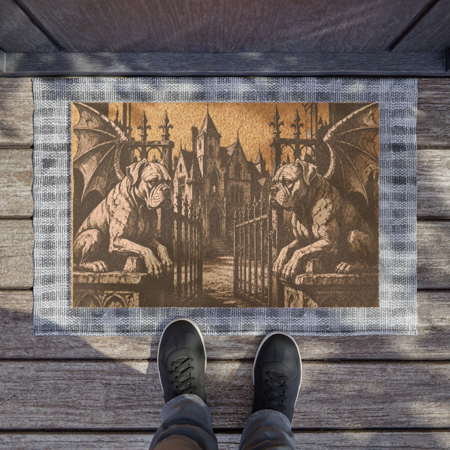 Boxer Gargoyle Angel Gothic Protector Welcome Mat