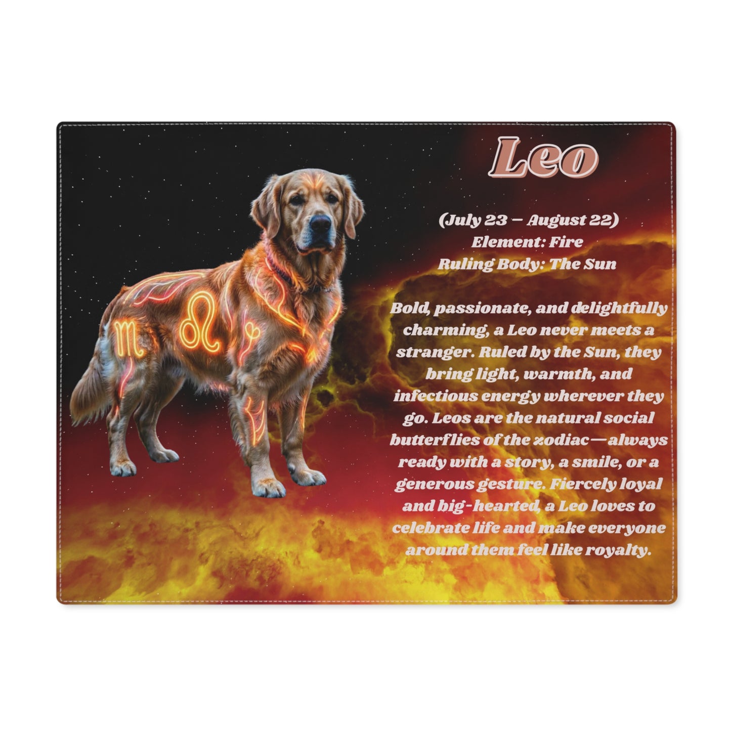 Celestial Leo Golden Retriever Dog Placemat – Cosmic Zodiac Pet Collection