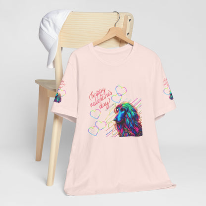 Afghan Hound Neon Hearts Valentine Tee