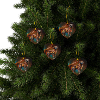 Golden Retriever Leo Zodiac Ceramic Ornament - Celestial Astrology Keepsake